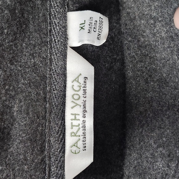 Earth Yoga Women’s XL Charcoal Organic Cotton Funnel Neck Pullover Pockets - Picture 3 of 7